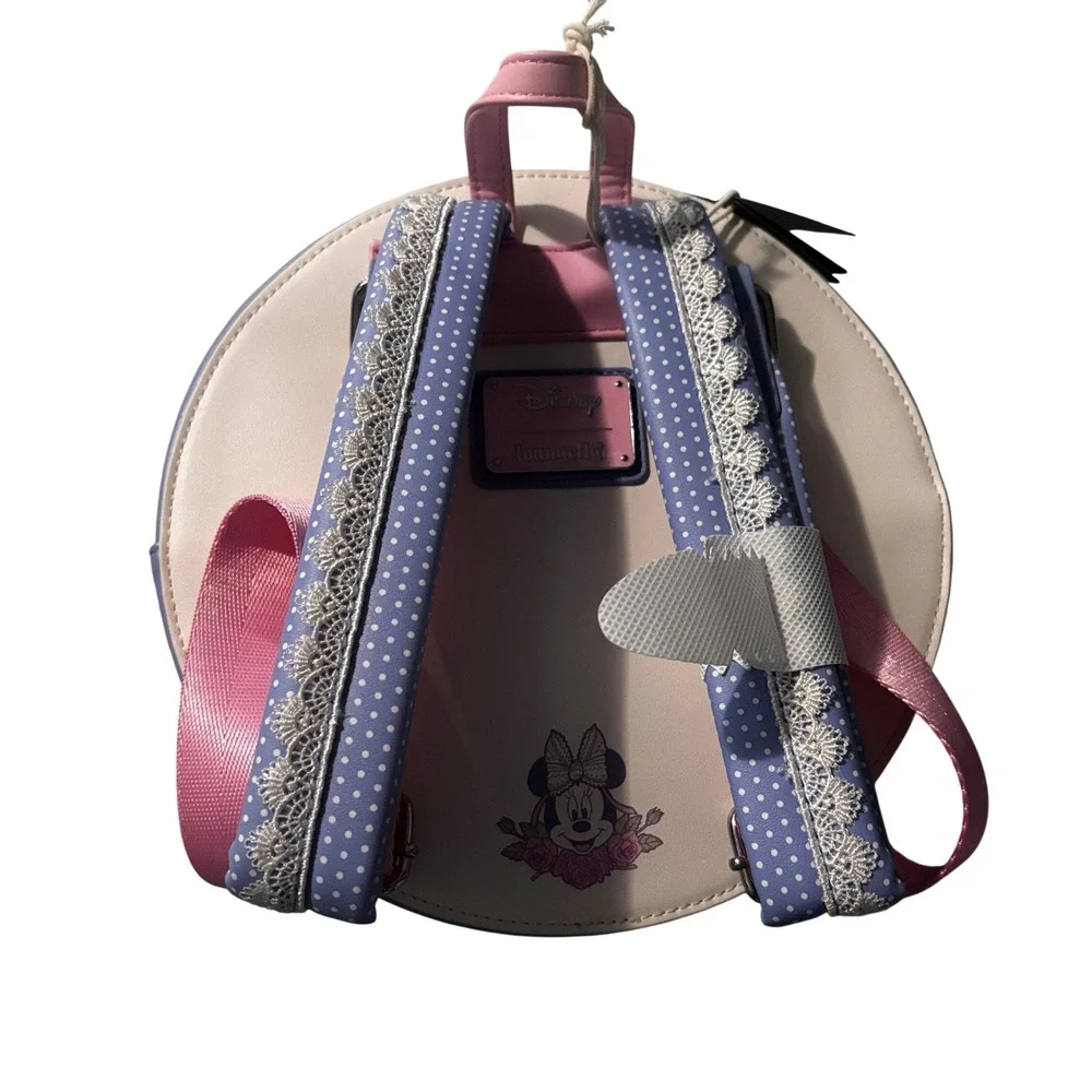 Loungefly Disney Minnie Mouse Floral and Lace Round Mini Backpack WDBK3986 Pink
